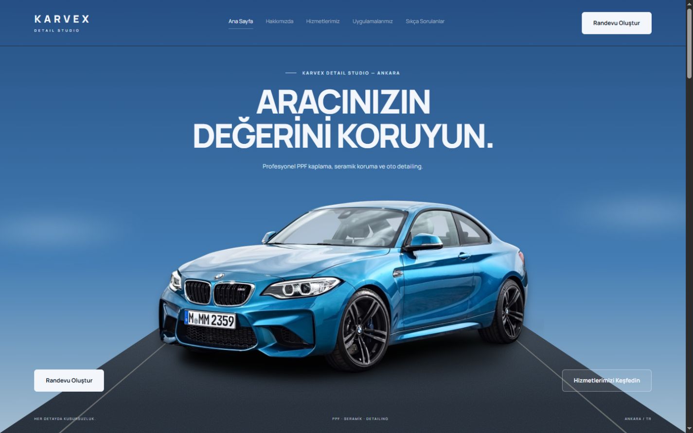 KARVEX Detail Studio web sitesi ekranı